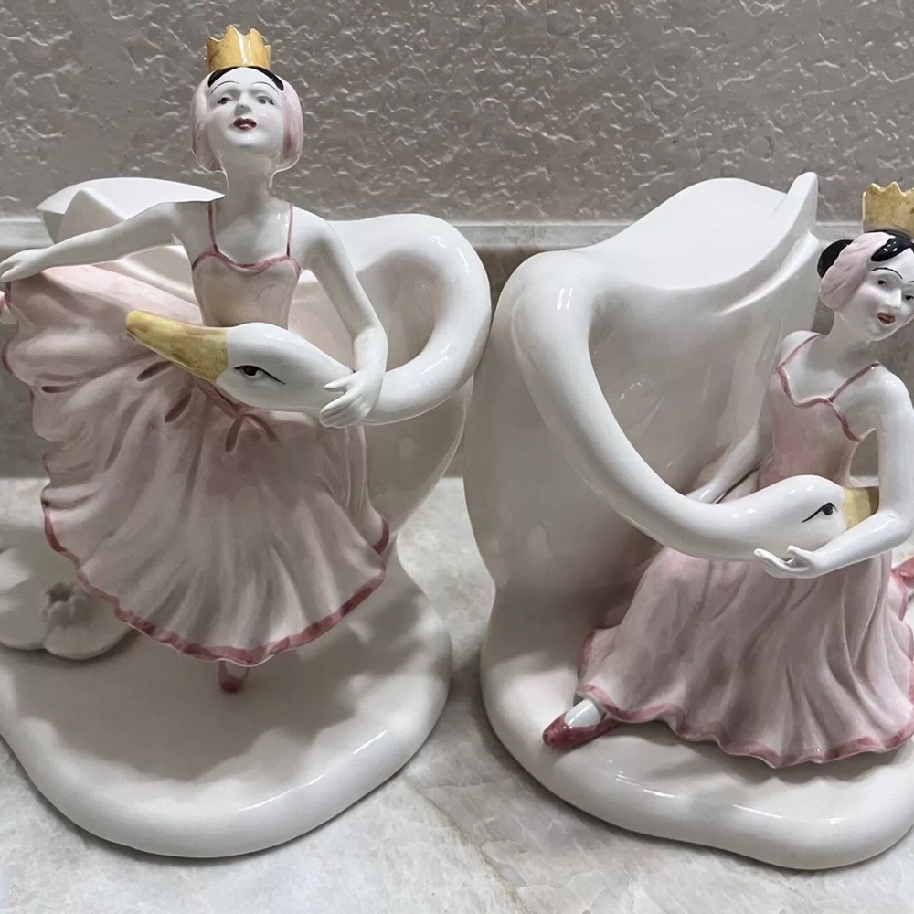 Vintage Swan Lake Ballerina Bookends Taste Setter By Sigma - Picture 3 of 7